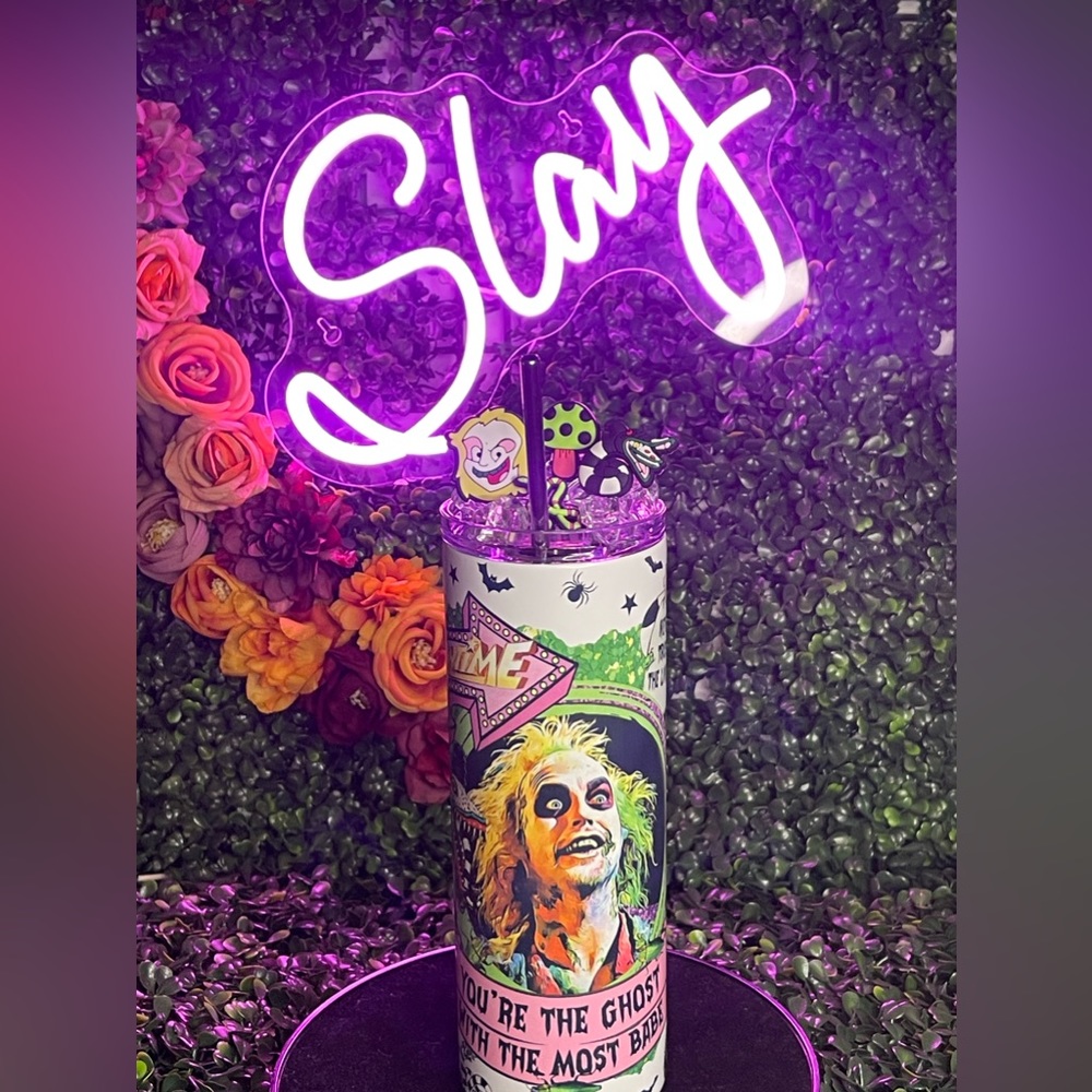 Handcrafted Beetlejuice Stainless Steel Tumbler